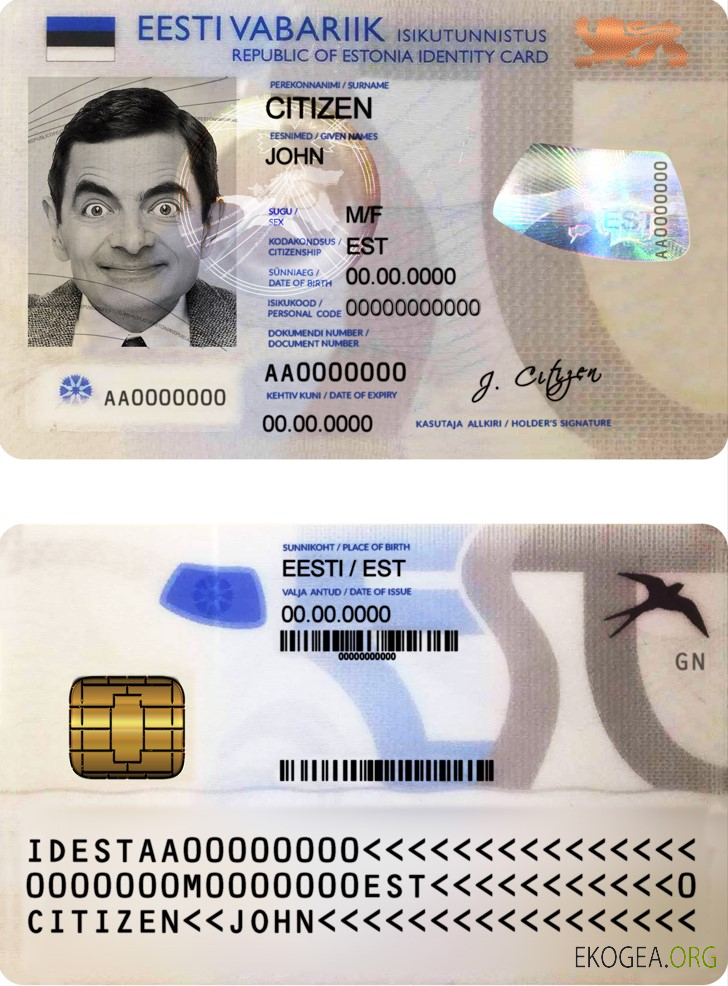 Carte d'identité Estonie template Carte d'identité Estonie template